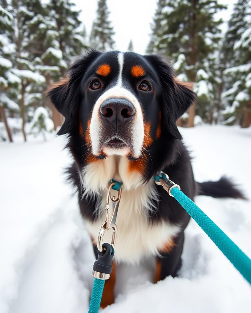 Bernese — Whitefish, MT on the ROVR Lead in the snow